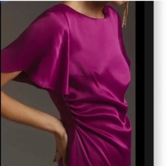 Ruffled Satin Boho Peasant Hipster Hippie Classy Romantic Chic Art Mini Dress - Picture 3 of 3